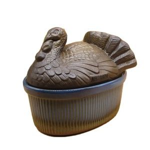 VINTAGE Nectarose Treasure Craft 2qt Baker With Turkey Lid